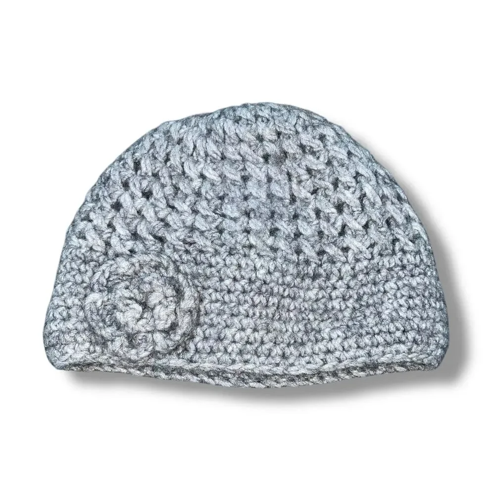 Fratelli Talli Firenze Italy Alpaca Knit Cloche Hat 3D Crochet Flower Beanie
